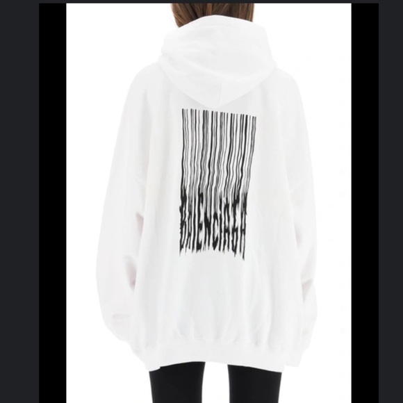 Balenciaga white Oversized Barcode Molleton Hoodie in medium - Picture 5 of 7